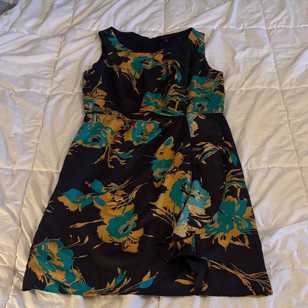 Banana Republic Floral Midi Dress - Black and Teal